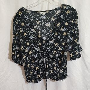 American Eagle Outfitters Black Floral Blouse